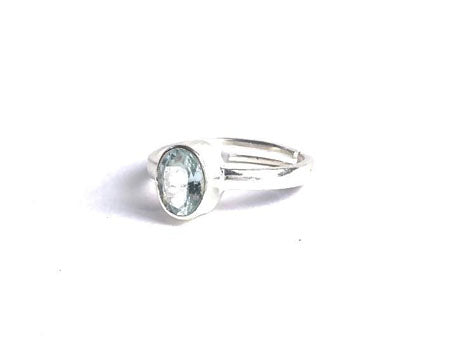 Silver Ring Adustable -Aquamarine
