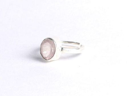 Silver Ring Adustable -Rose Quartz