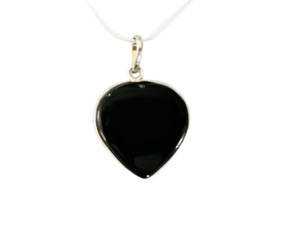 Black Agate Heart Pendant with frame