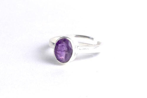 Silver Ring Adustable -Amethyst