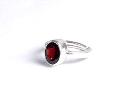 Silver Ring Adustable -Garnet